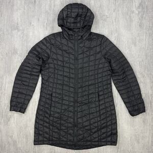 The North Face Women Thermoball Eco-Hooded Parka Puffer Black Logo Jacket Sz XL